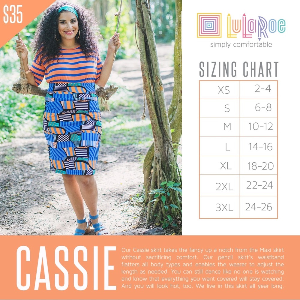 3/$15 *NWT* LuLaRoe Cassie Red Branch Pencil Skirt - Picture 8 of 8